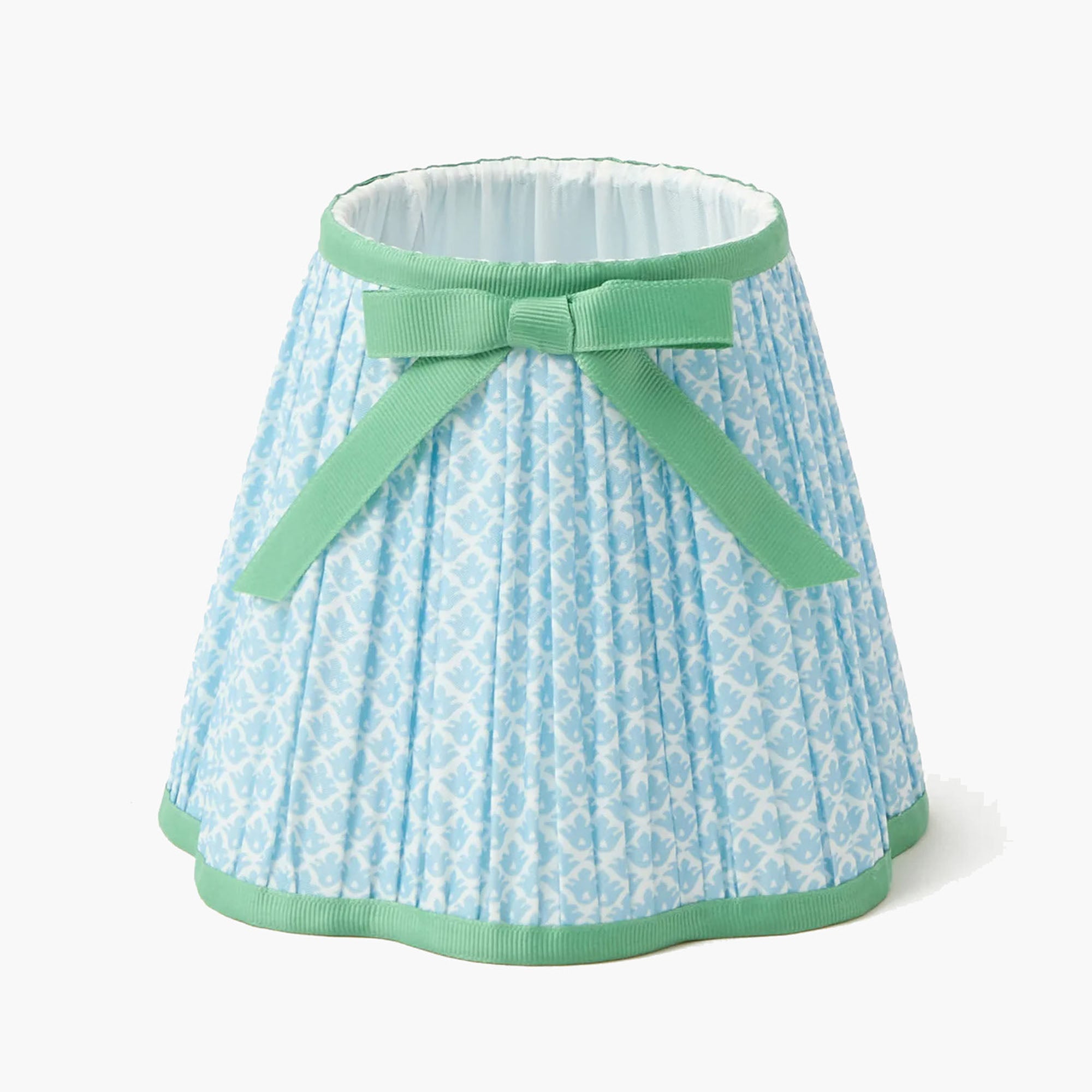 Short Corinthian Square Rechargeable Lamp with Soft Blue & Green Lotus Bow Shade (18cm)