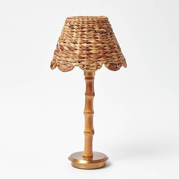 Rechargeable Bamboo Lamp with Natural Seagrass Lampshade