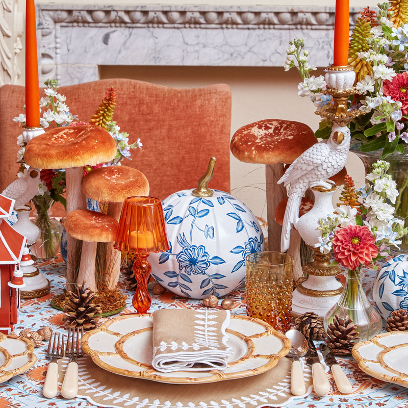 Infuse your living space with playful charm using the Tall Orange Velvet Mushroom Set, curated for a delightful display.