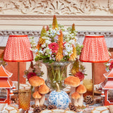 Create a whimsical scene with the Small Orange Velvet Mushroom Set, offering a burst of color and texture.