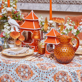 Amber Hobnail Jug and Glasses (Set of 6)