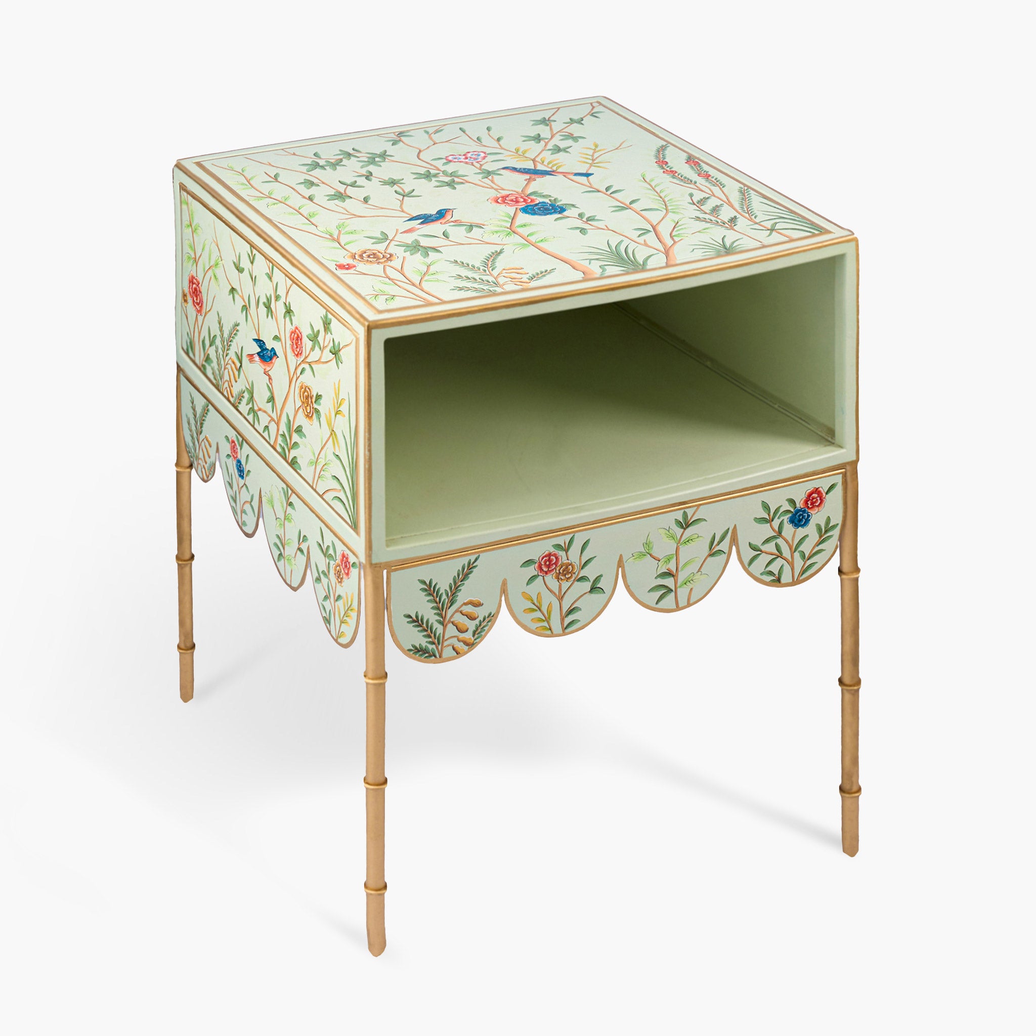 Green Chinoiserie Bedside Table