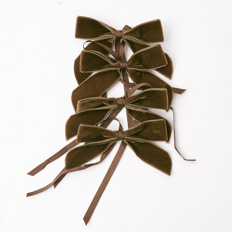 Chocolate Velvet Mini Bows (Set of 4) - Mrs. Alice