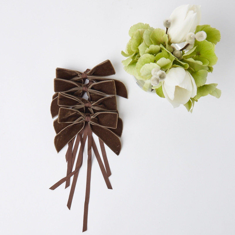 Chocolate Velvet Mini Bows (Set of 4) - Mrs. Alice