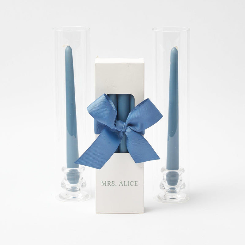 Claudia Hurricane Candle Set with Dusty Blue Candles - Mrs. Alice
