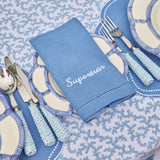 Compliment Blue Linen Napkins (Set of 8) - Mrs. Alice
