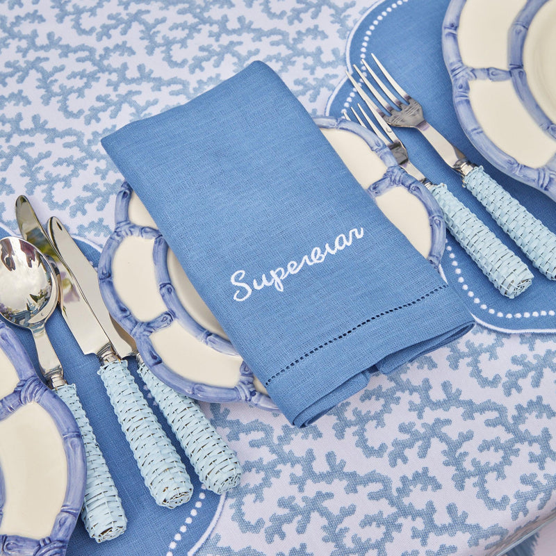 Compliment Blue Linen Napkins (Set of 8) - Mrs. Alice