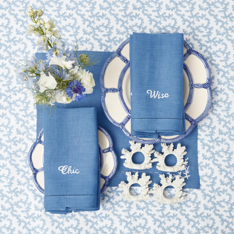 Compliment Blue Linen Napkins (Set of 8) - Mrs. Alice