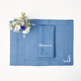 Compliment Blue Linen Napkins (Set of 8) - Mrs. Alice