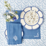 Coral Blue Linen Placemats & Napkins (Set of 4) - Mrs. Alice