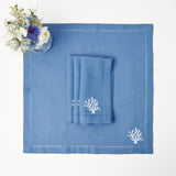 Coral Blue Linen Placemats & Napkins (Set of 4) - Mrs. Alice