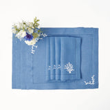 Coral Blue Linen Placemats (Set of 4) - Mrs. Alice