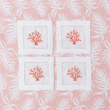 Coral Linen Cocktail Napkins (Set of 4) - Mrs. Alice