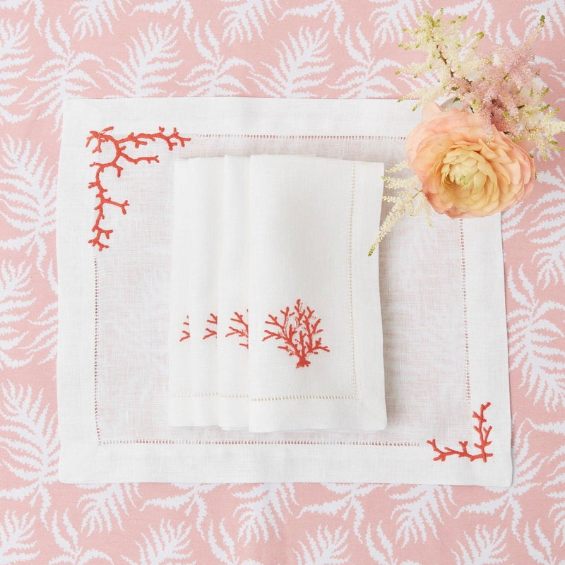 Coral Linen Placemats & Napkins (Set of 4) - Mrs. Alice