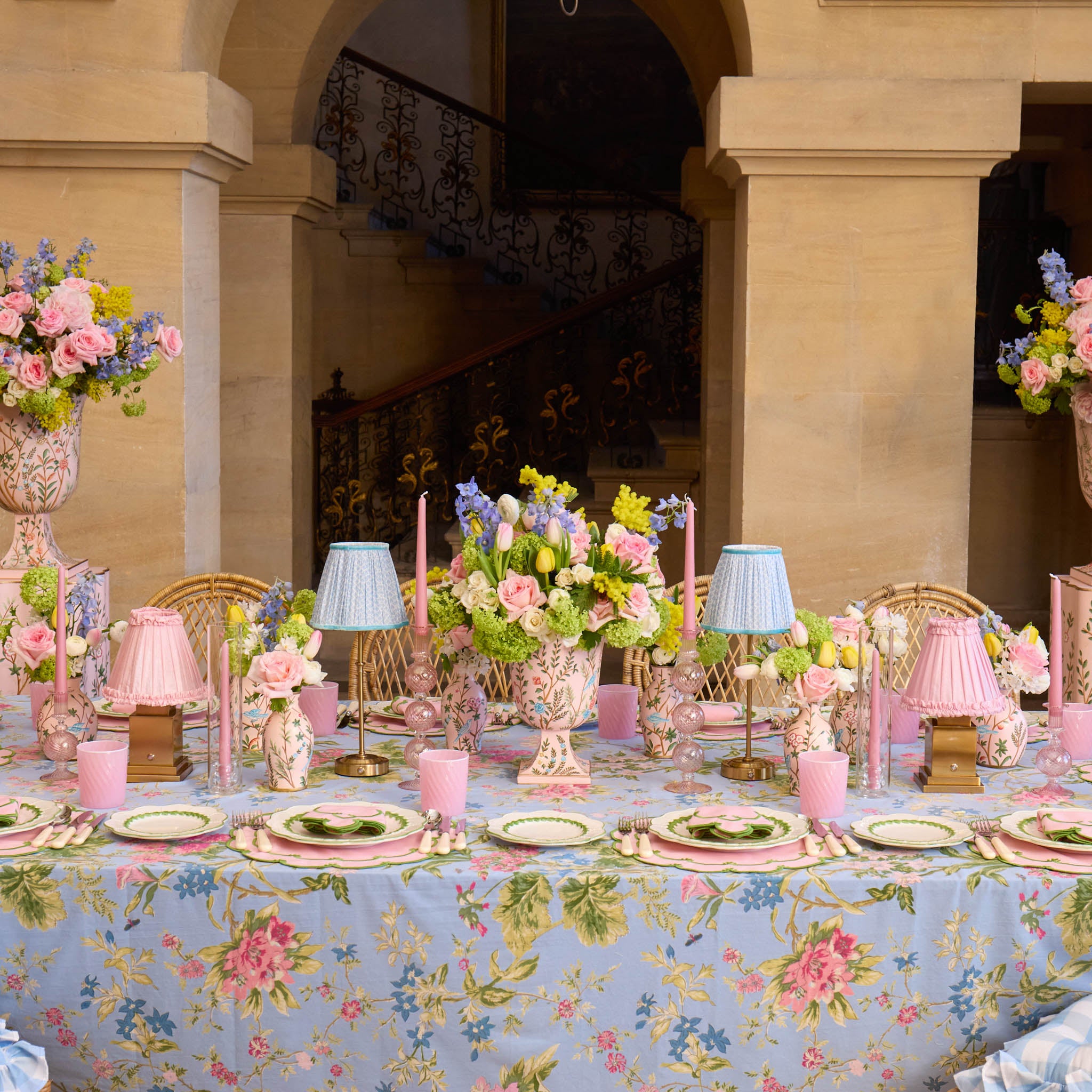 Pink Chinoiserie Tole Vases (Set of 3)