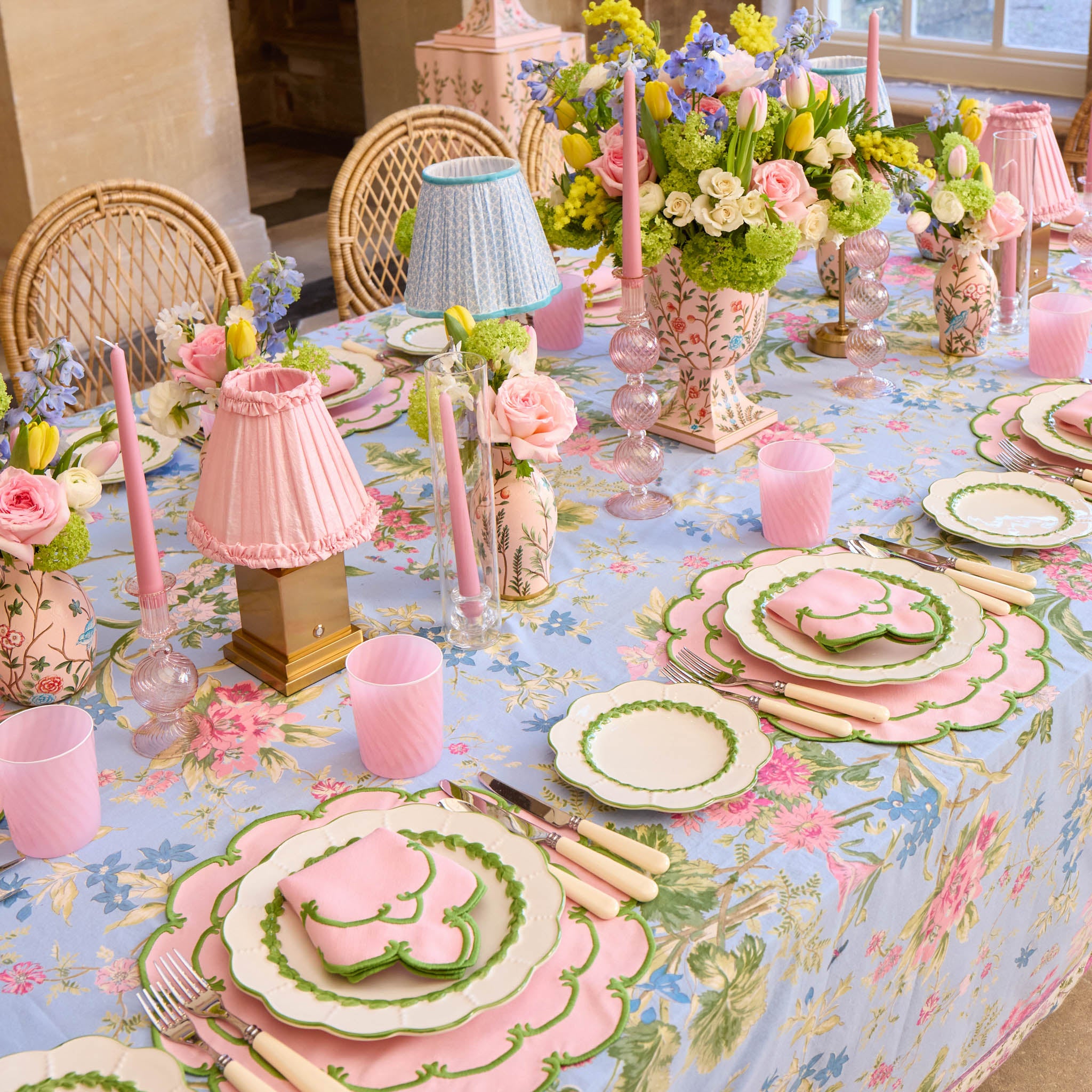 Pink Chinoiserie Tole Vases (Set of 3)