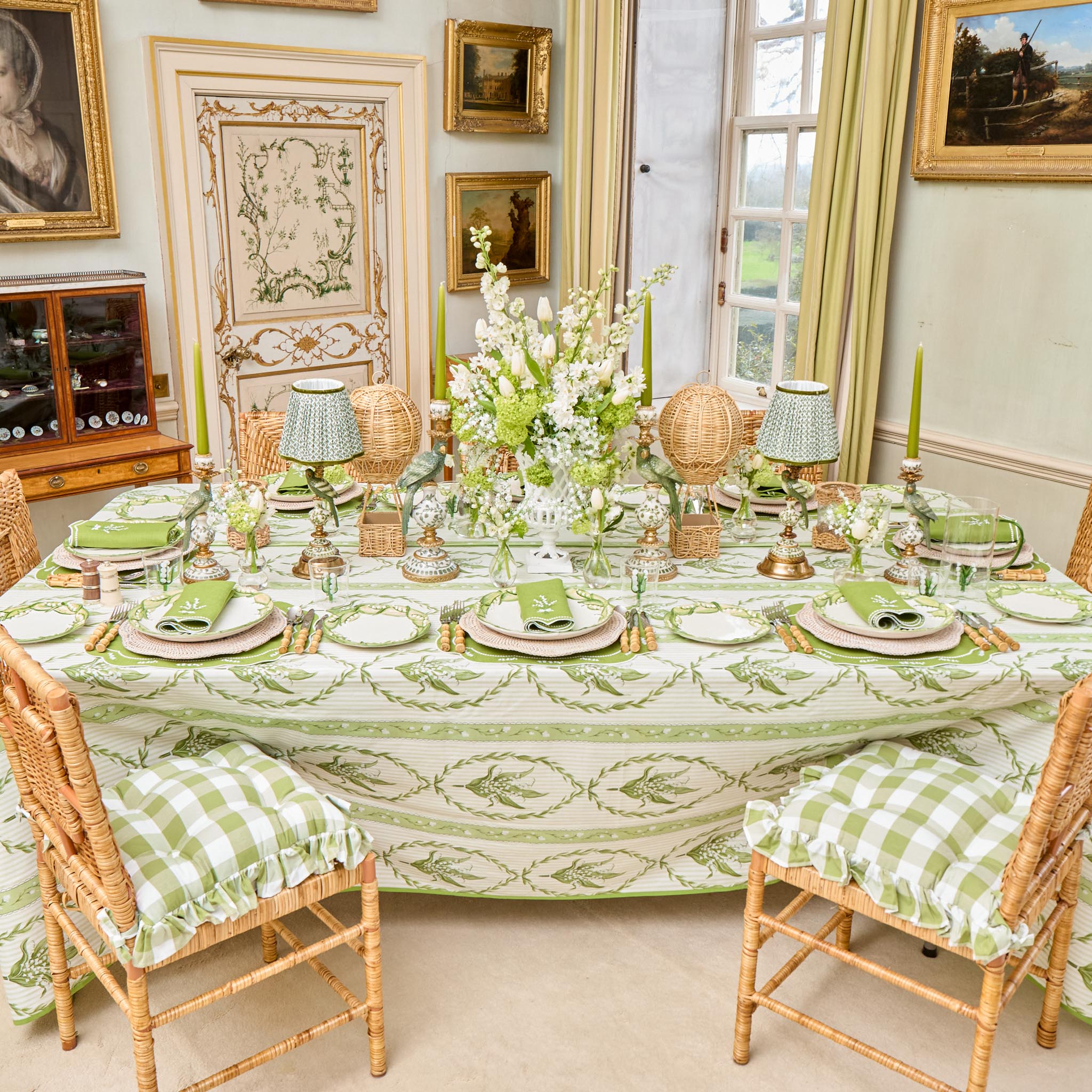 Green Gingham Ruffle Seat Pad Cushion