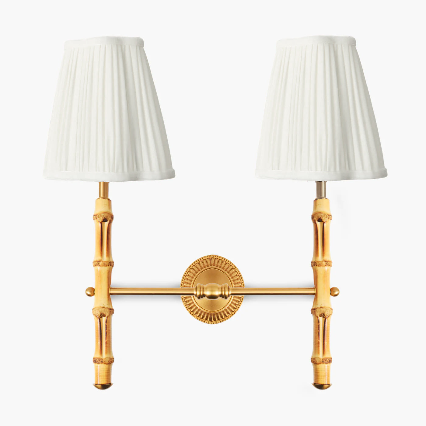 Bamboo Rechargeable Double Wall Light with Cream Shades (14cm)