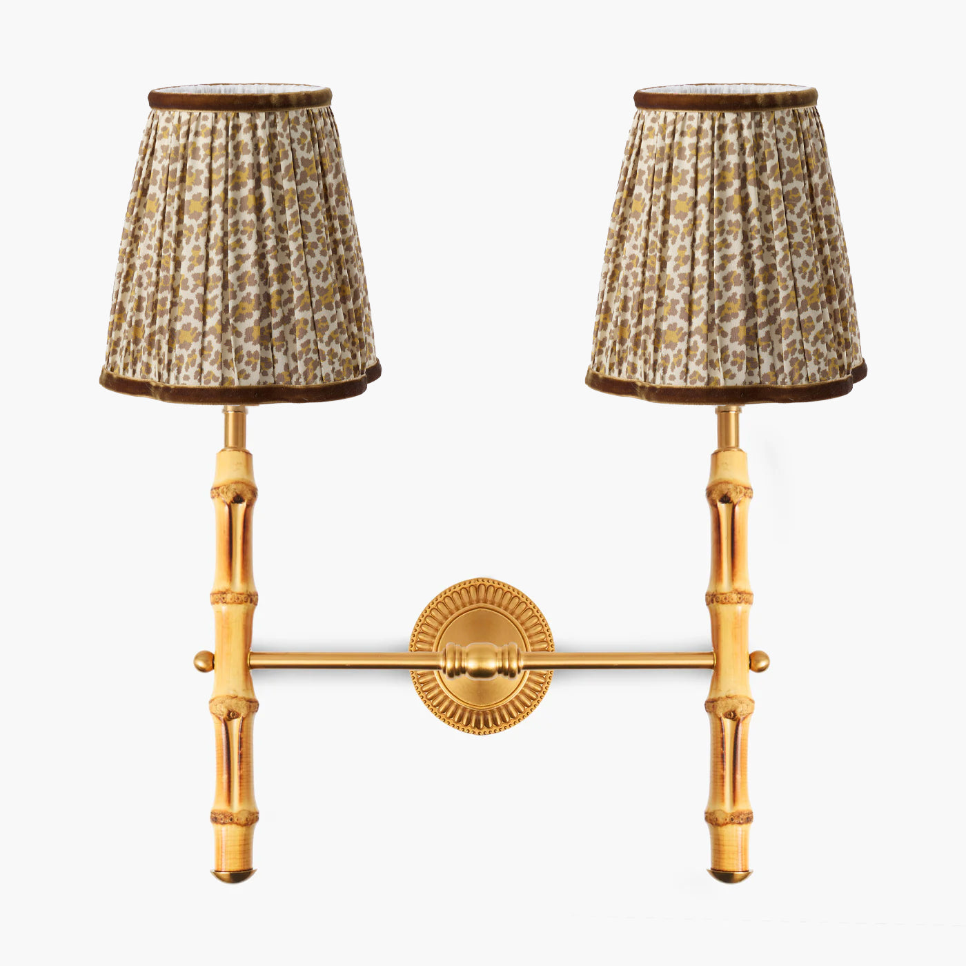 Bamboo Rechargeable Double Wall Light with Natural Leopard Shade (14cm)