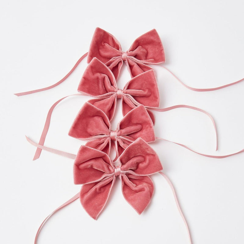 Dusty Pink Velvet Napkin Bows (Set of 4) - Mrs. Alice