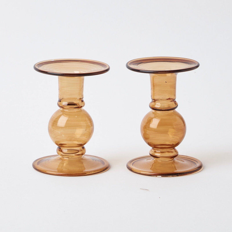 Elise Small Amber Candle Holder (Pair) - Mrs. Alice