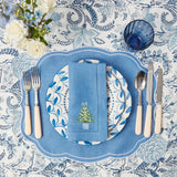 Eloise Blue Placemats & Blue Embroidered Christmas Tree Napkins (Set of 4) - Mrs. Alice