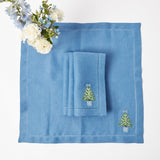 Eloise Blue Placemats & Blue Embroidered Christmas Tree Napkins (Set of 4) - Mrs. Alice