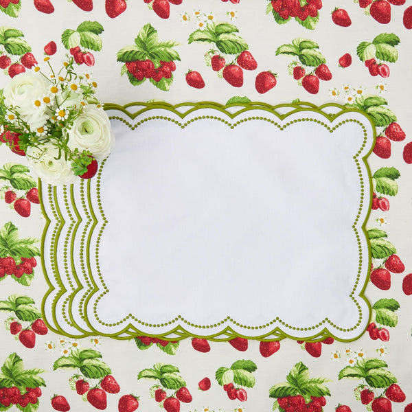 Elsa White & Green Placemats (Set of 4) - Mrs. Alice