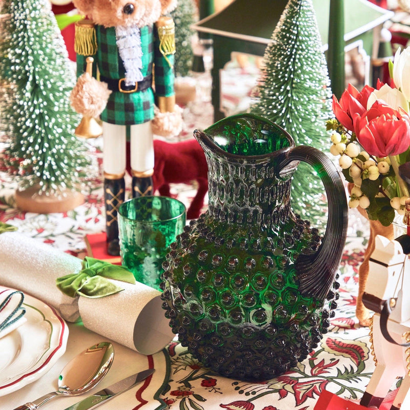 Upgrade your Christmas decor with the Emerald Green Hobnail Jug - the epitome of holiday style and stylish design, ensuring your gatherings are festive and well-served with your favorite holiday beverages.