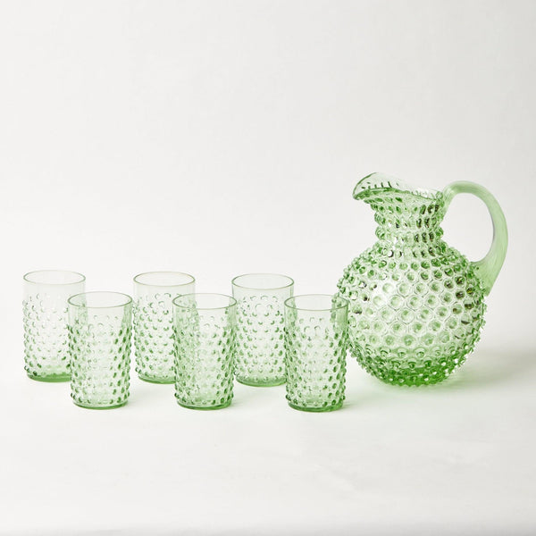 Emerald Hobnail Glasses & Jug Set - Mrs. Alice