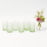 Emerald Hobnail Glasses (Set of 6) - Mrs. Alice