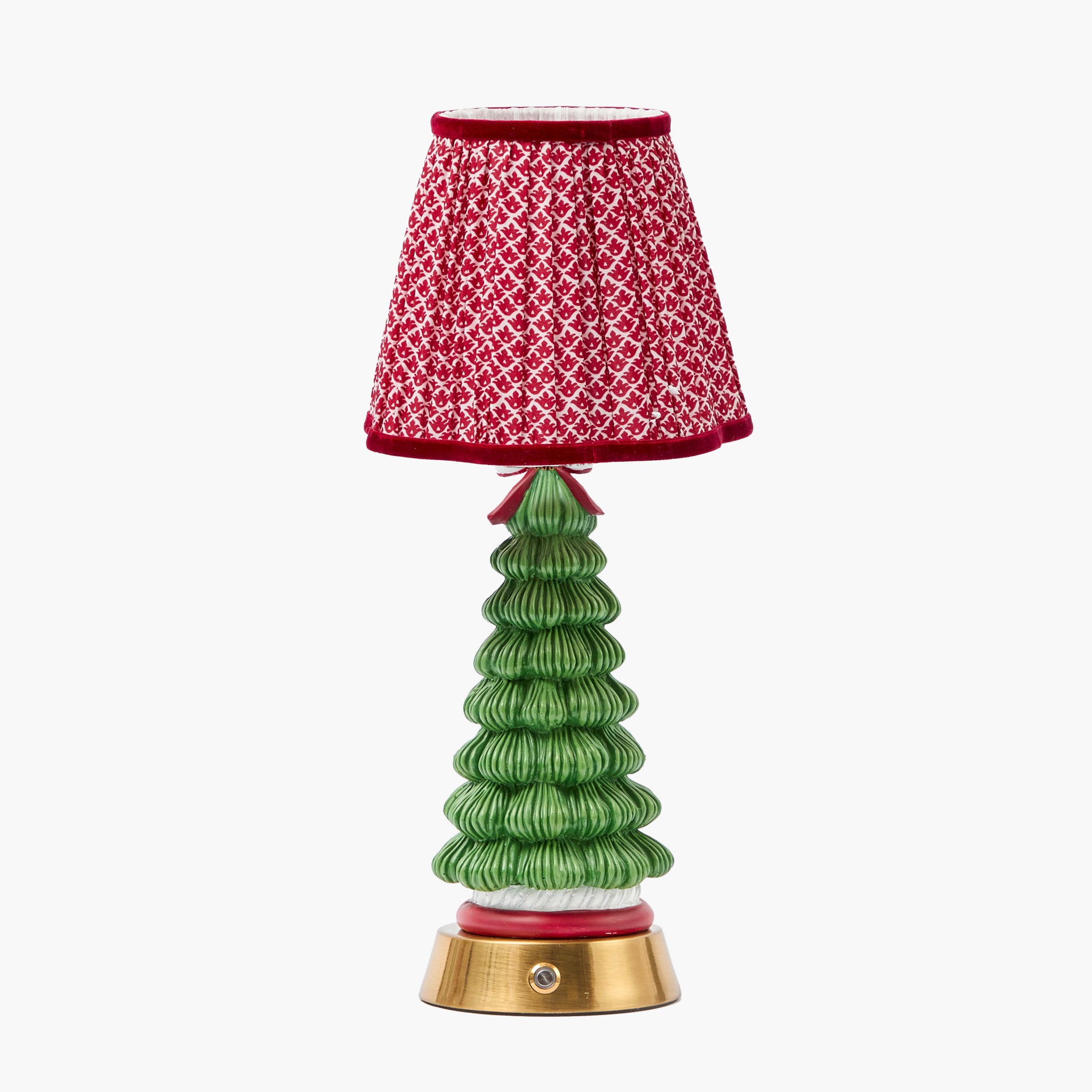 Jolly Christmas Tree Rechargeable Lamp with Red Lotus Lampshade (18cm)