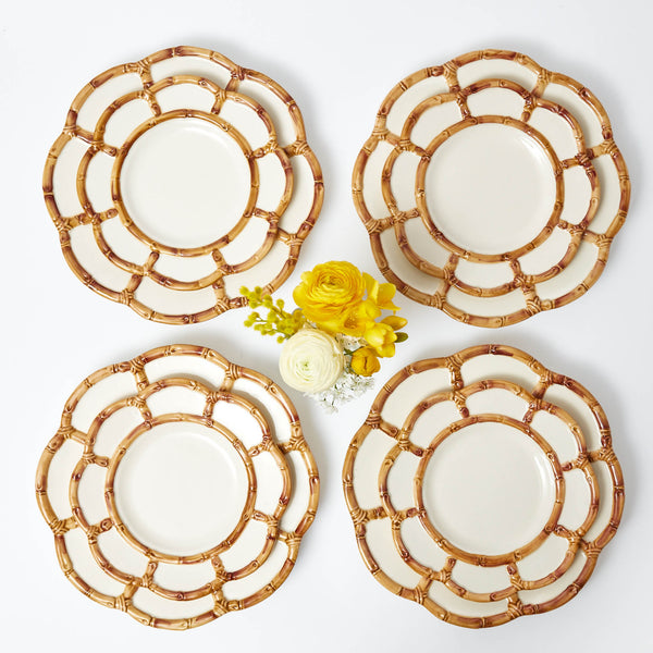 Petal Bamboo Ceramic Dinner & Starter Plates (Set of 8)