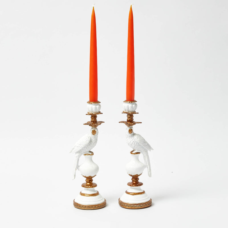 Small White Parrot Candle Holder (Pair)