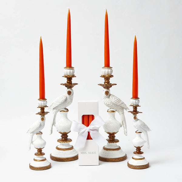 White Parrot Candle Holder Set