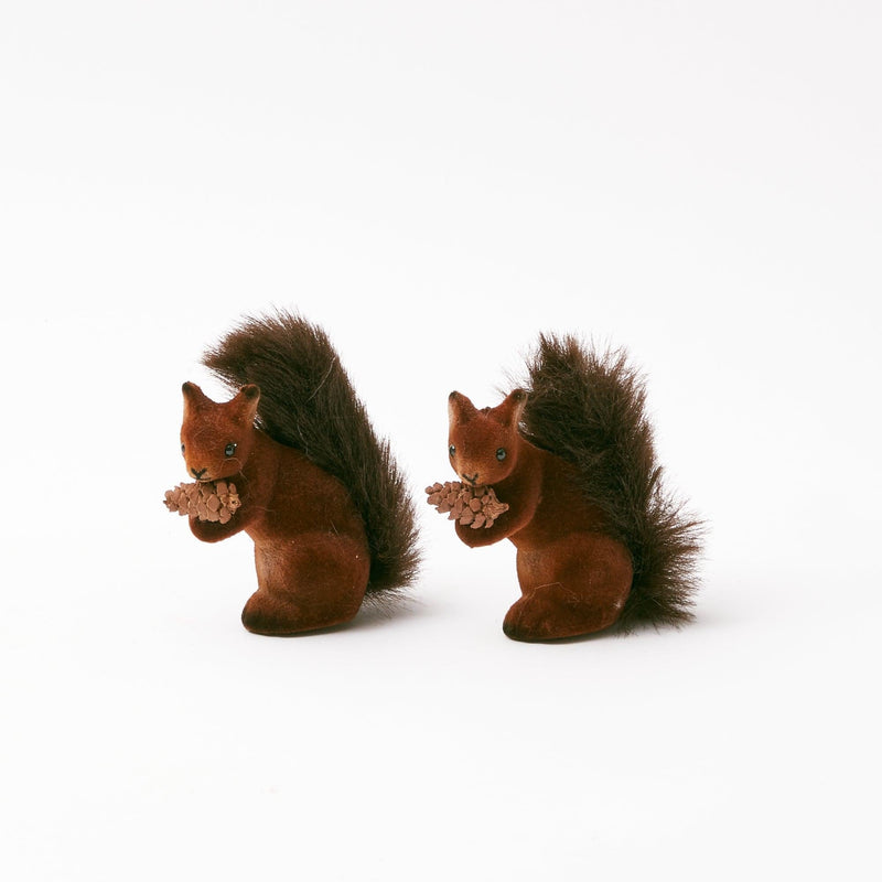 Flocked Daddy Squirrels (Pair) - Mrs. Alice