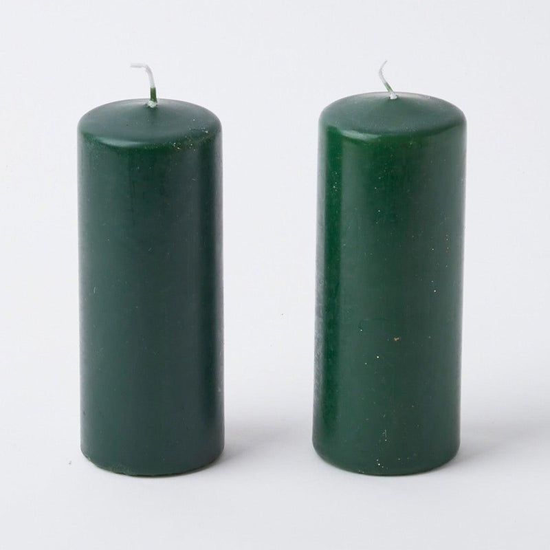 Forest Green Pillar Candles (Pair) - Mrs. Alice