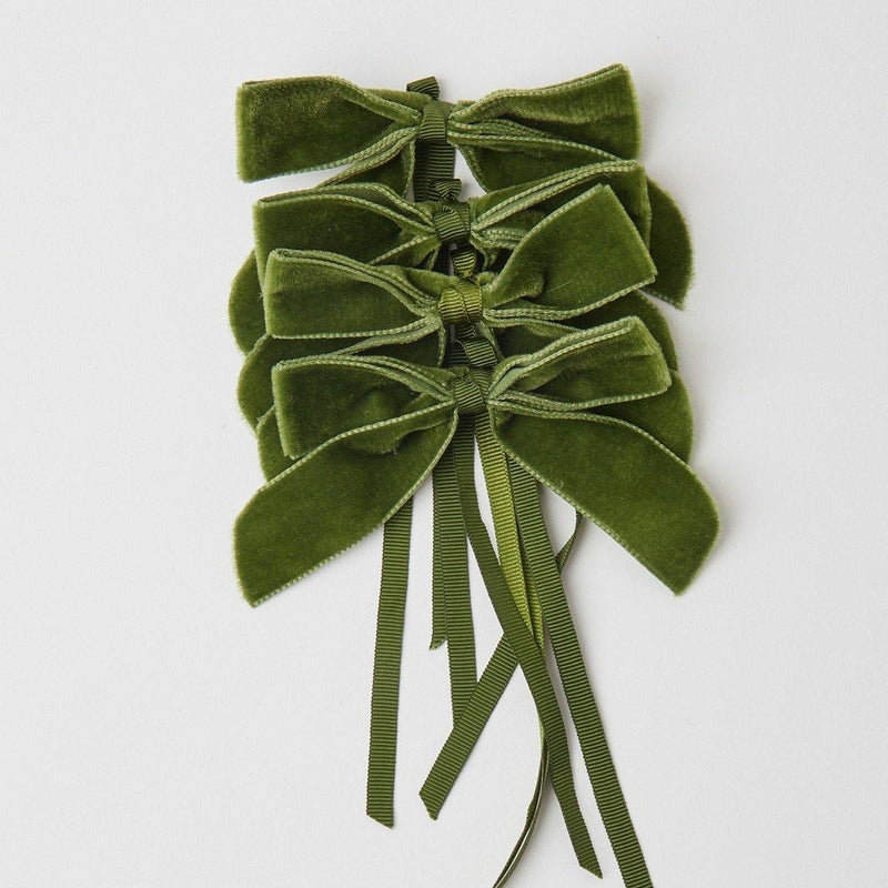Forest Green Velvet Mini Bows (Set of 4) - Mrs. Alice
