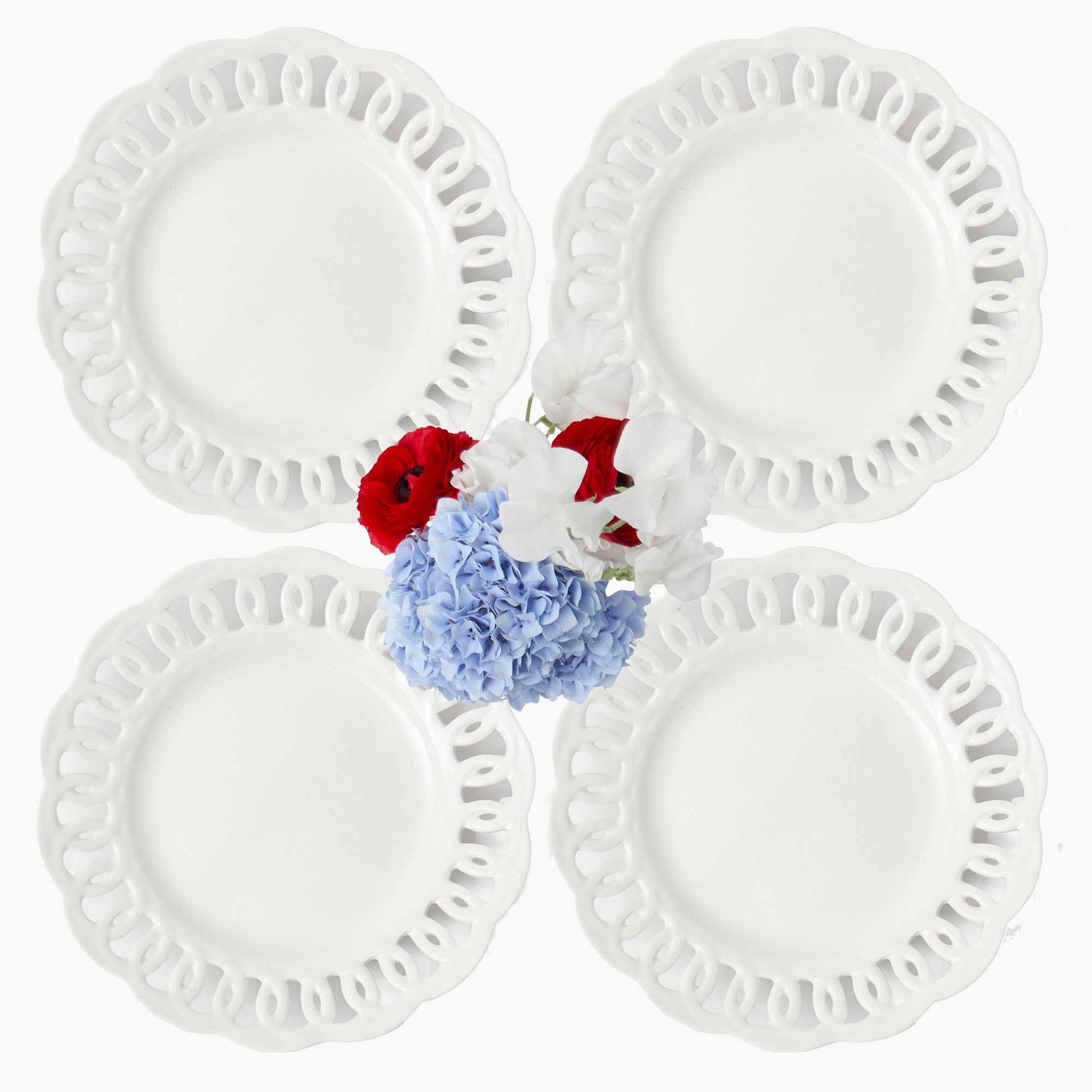 White Lace Dinner Plates (Set of 4)
