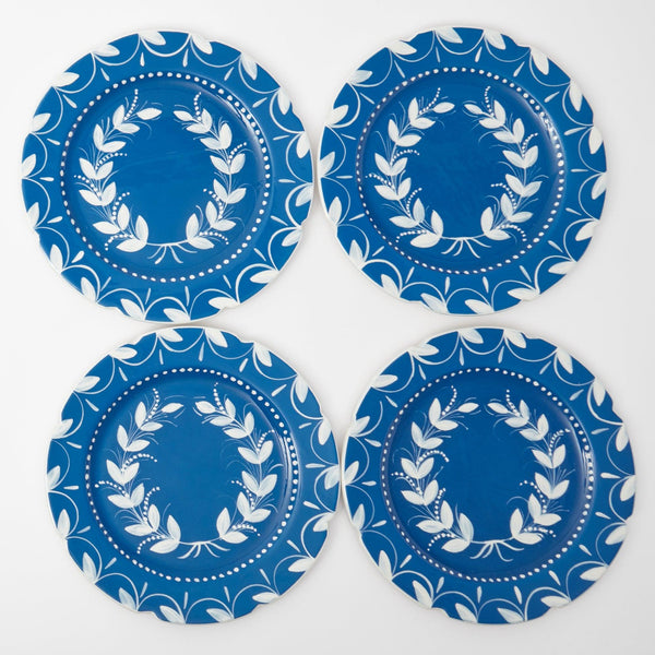 French Blue Garland Dinner Plates (Set of 4) - Mrs. Alice