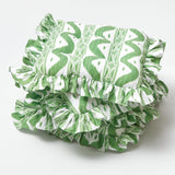 Frilled Green Ikat Seat Pad Cushion (Set of 4) - Mrs. Alice