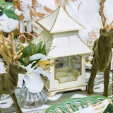 Create a magical atmosphere with the enchanting White With Gold Pagoda Lanterns.