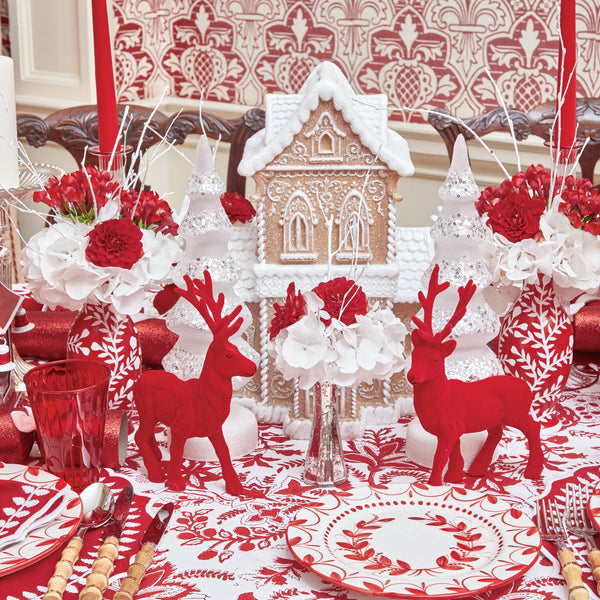 Elevate your Christmas festivities with the Red Flocked Reindeer Family, perfect for enhancing your holiday atmosphere and creating a joyful ambiance.