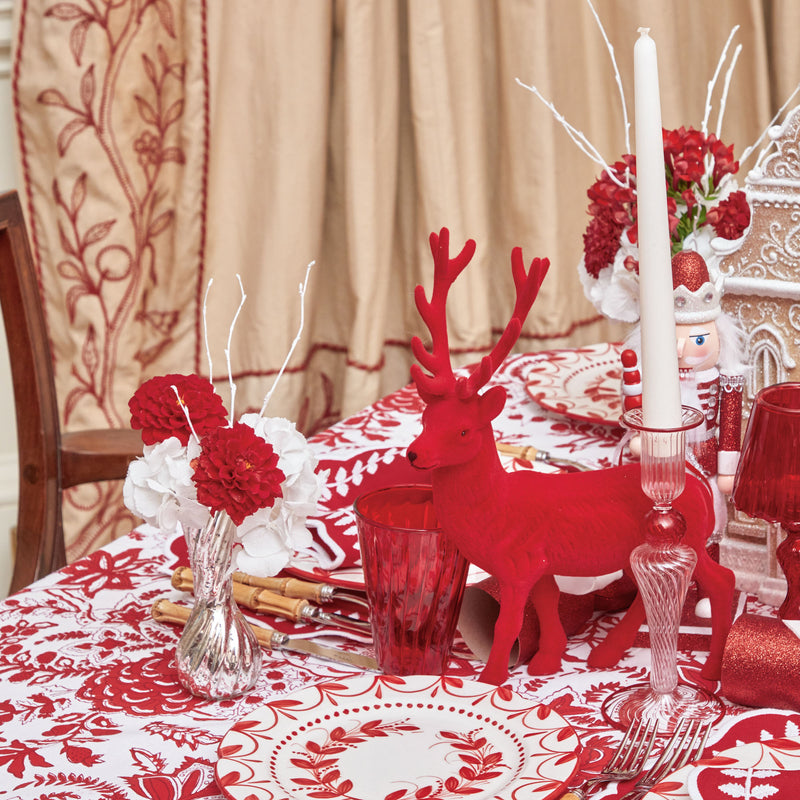 Celebrate the beauty of the season with the Red Flocked Reindeer Family, a must-have for adding a touch of Christmas joy to your celebrations and infusing your decor with festive flair.
