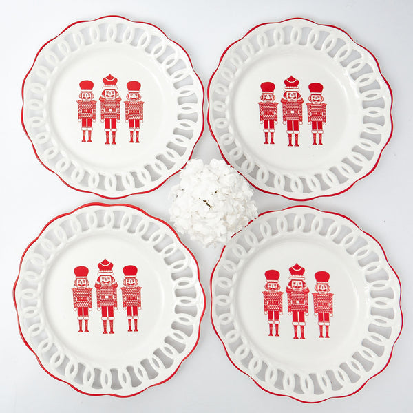 Elevate your holiday dining experience with White Lace Nutcracker Dinner Plates.