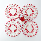 Set the stage for festive gatherings with Elizabeth Red Garland Starter Plates (Set of 4).