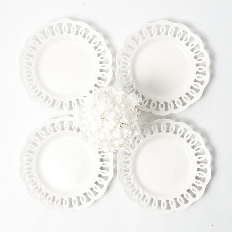 Elevate your Christmas table setting with our Set of 4 White Lace Starter Plates - a timeless addition to your holiday feasts.