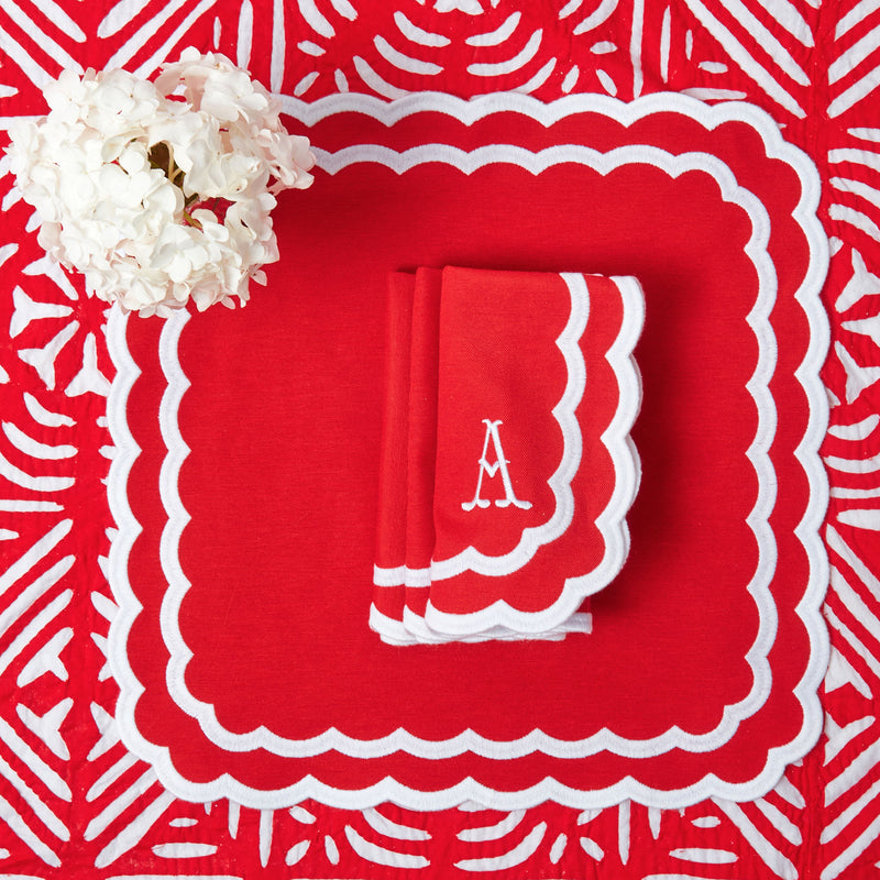 Achieve a polished and inviting table setting with this set of coordinating red napkins.