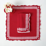 Red Laurel Napkins (Set of 4) – add a pop of color and style to your table.