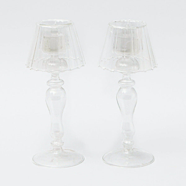 Glass Lantern Tea Light Holder (Pair) - 24cm - Mrs. Alice